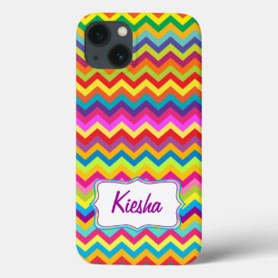Chevron zigzag patroon meerkleurige ifoondoos iPhone 13 hoesje
