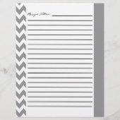 Chevron Zigzag Striped Recipe Sheets - Grey (Achterkant)