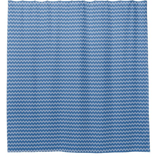 Chevron zigzagpatroon twee tinten blauw douchegordijn (Voorkant)
