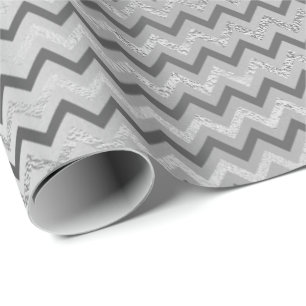 Chevron Zilver Grijs Strepen Lijnen Zig Zag Lux Cadeaupapier