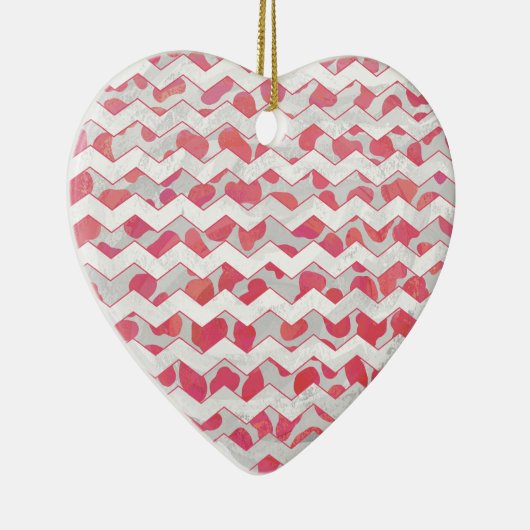 ChevronDalmatian Pink en White Keramisch Ornament (Rechts)