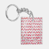ChevronDalmatian Pink en White Sleutelhanger (Voorkant Links)