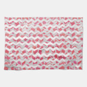 ChevronDalmatian Pink en White Theedoek (Horizontaal)