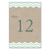 Chevrons à la menthe sur Burlap Numéro de table (Dos)