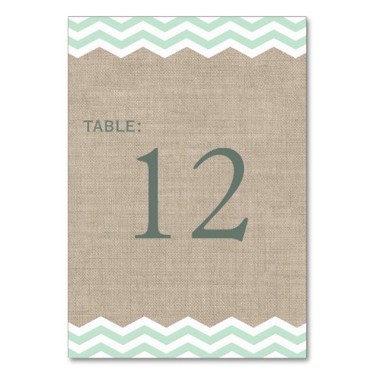 Chevrons à la menthe sur Burlap Numéro de table (Par défaut)