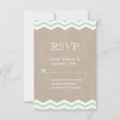 Chevrons à la menthe sur Burlap RSVP (Dos)