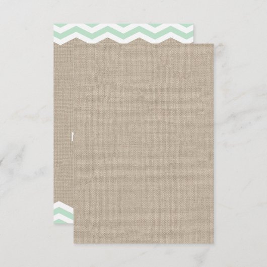 Chevrons à la menthe sur Burlap RSVP (Devant / Derrière)