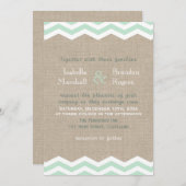 Chevrons à la menthe sur Faire-part de mariage Bur (Devant / Derrière)