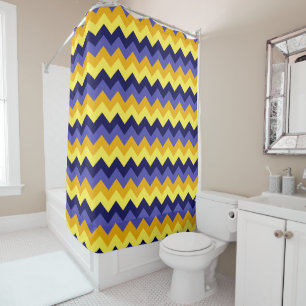 Chevrons bleu jaune or rideau de douche
