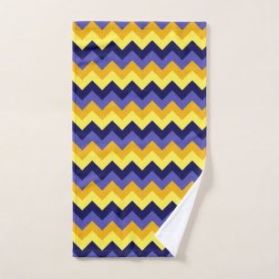 Chevrons bleu jaune or serviette à main