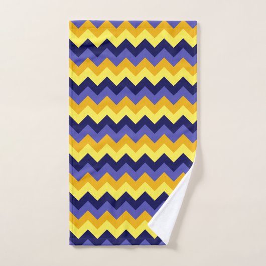 Chevrons bleu jaune or serviette à main (Serviette à main)