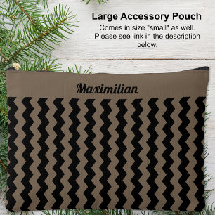 Chevrons Brown et noirs - Grand sac d'accessoires