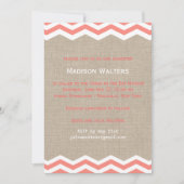 Chevrons de corail sur Burlap Invitation Bat mitzv (Devant)