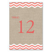 Chevrons de corail sur Burlap Numéro de table (Par défaut)