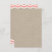 Chevrons de corail sur Burlap RSVP (Devant / Derrière)