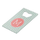 Chevrons de menthe et de corail avec Monogramme pe (Devant Angle)