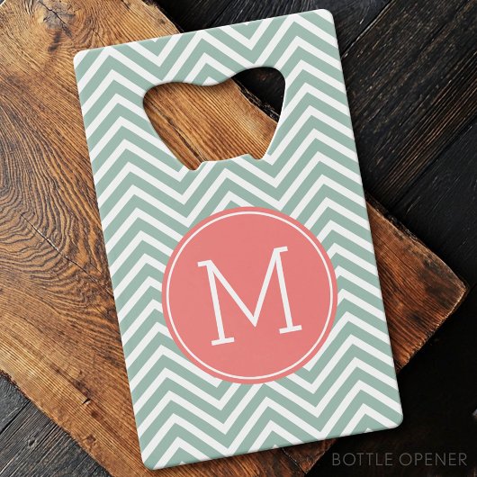 Chevrons de menthe et de corail avec Monogramme pe