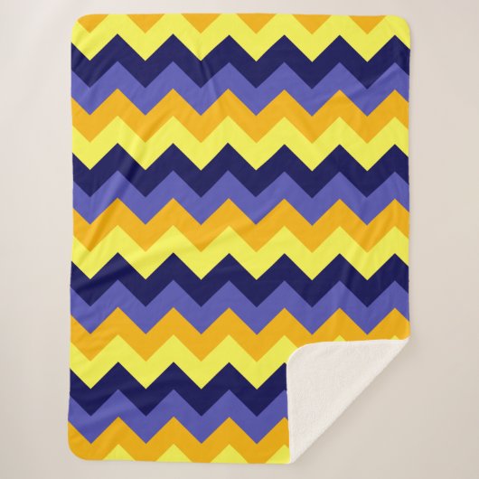Chevrons d'or jaune bleu Grosse couverture Sherpa (Devant)