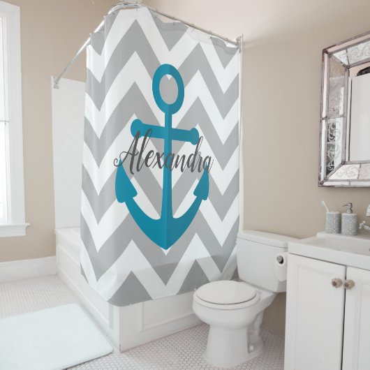 Chevrons en Anchor Douchegordijn (In situ)