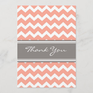 Chevrons gris de corail de cartes de Merci de baby
