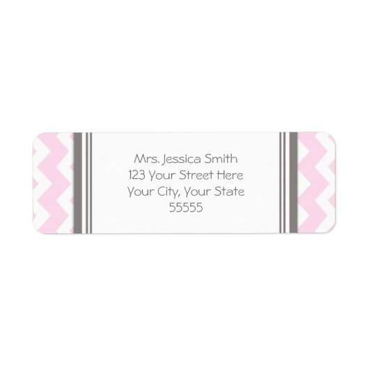 Chevrons gris rose Étiquettes d'adresse de retour  (Devant)