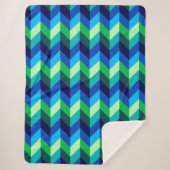 Chevrons Ombre Vert Bleu Grande couverture Sherpa (Devant)