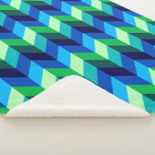 Chevrons Ombre Vert Bleu Grande couverture Sherpa (3/4)
