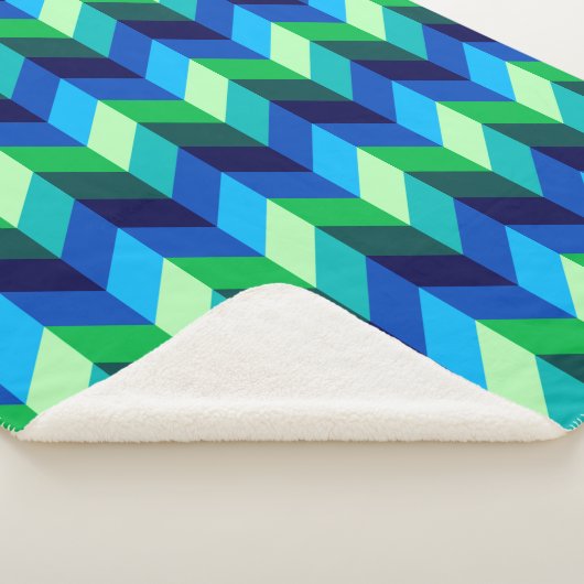 Chevrons Ombre Vert Bleu Grande couverture Sherpa (3/4)