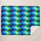 Chevrons Ombre Vert Bleu Grande couverture Sherpa (Devant (Horizontal))