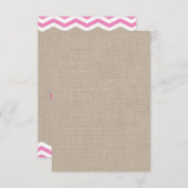 Chevrons roses sur Burlap RSVP (Devant / Derrière)