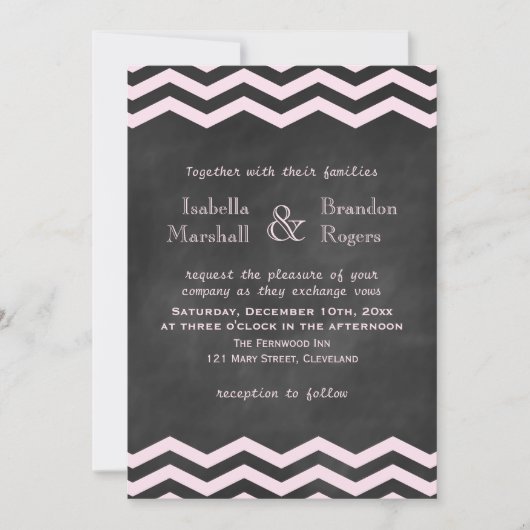 Chevrons sur Chalk Faire-part de mariage (Devant)