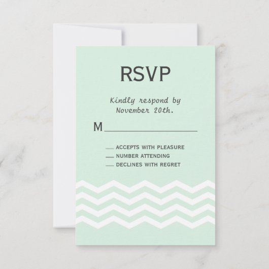 Chevrons sur Chalkboard RSVP en menthe (Dos)