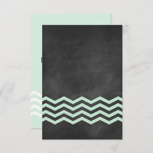 Chevrons sur Chalkboard RSVP en menthe (Devant / Derrière)