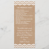 Chevrons sur le programme de mariage Burlap (Dos)