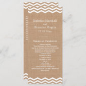 Chevrons sur le programme de mariage Burlap (Devant / Derrière)