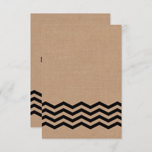 Chevrons très noirs sur Burlap RSVP (Devant / Derrière)