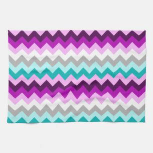 Chevrons Turquoises violets Serviette de cuisine