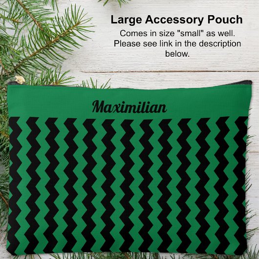 Chevrons verts et noirs - Grand sac d'accessoires