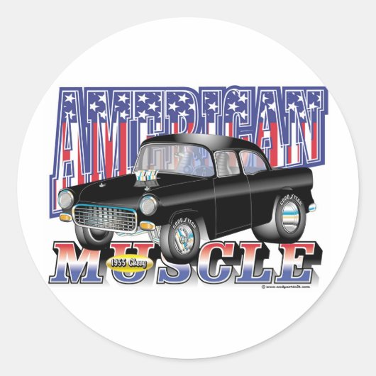 Chevy 1955 ronde sticker (Voorkant)