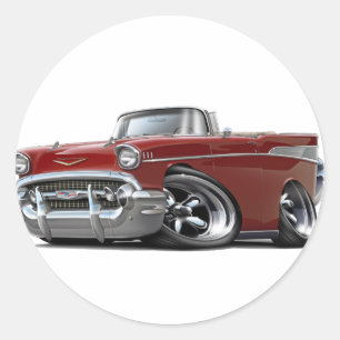 Chevy Belair Maroon Convertible uit 1957 Ronde Sticker