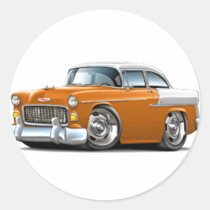 Chevy Belair, Oranje-witte auto uit 1955 Ronde Sticker