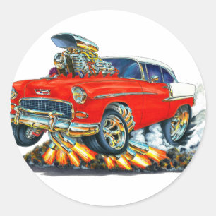 Chevy Belair Red Car 1955 Ronde Sticker