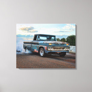 Chevy C10 pickup burnout Canvas Afdruk