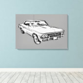 Chevy Chevelle SS 396 Illustration 1966 Canvas Afdruk (Insitu (Houten vloer))