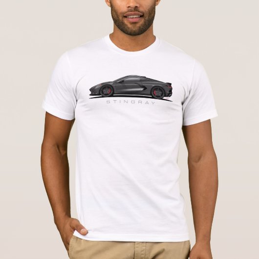 Chevy Corvette C8 Black Illustration T-shirt (Voorkant)