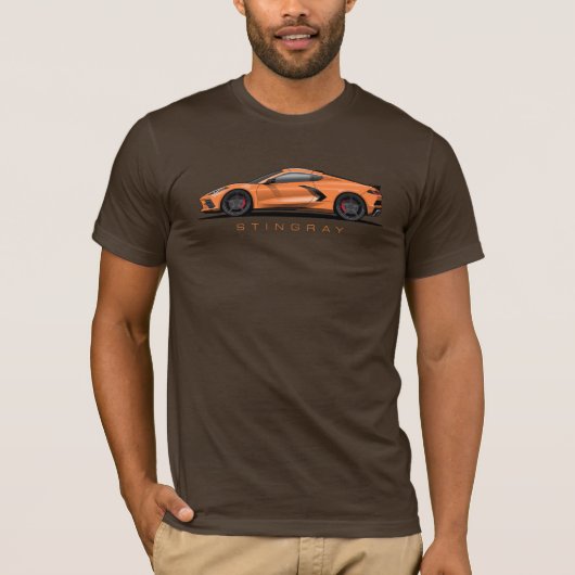 Chevy Corvette C8 Black Illustration T-shirt (Voorkant)