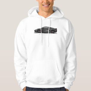 Chevy Corvette C8 Zwarte Illustratie Hoodie