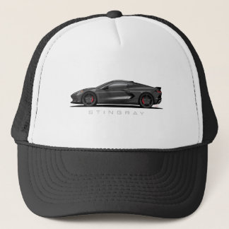 Chevy Corvette C8 Zwarte Illustratie Trucker Pet