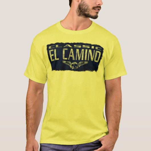 Chevy El Camino Blue Classic Winged Skull Eroded T-shirt (Voorkant)