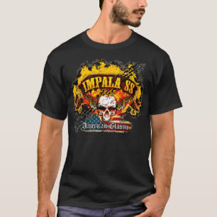 Chevy Impala SS - Burnout Banner Skull -n-vlag T-shirt